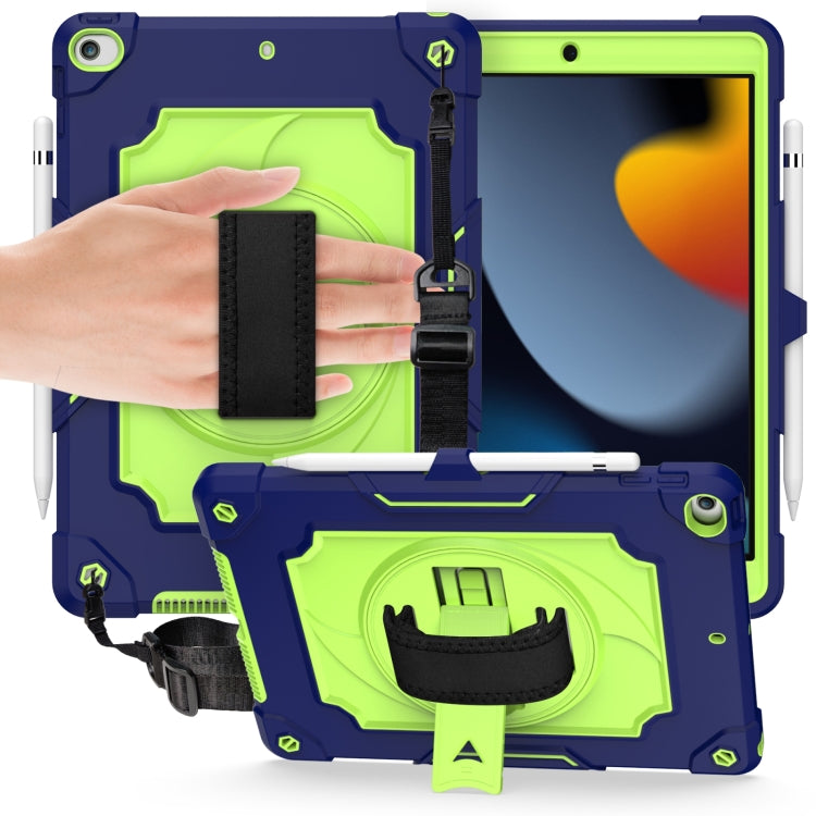 360 Degree Rotation Turntable Contrast Color Robot Shockproof Silicone + PC Protective Case with Holder For iPad 10.2 / 10.2 (2020) / Pro 10.5