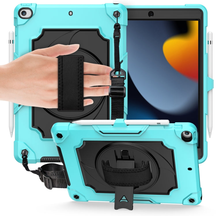360 Degree Rotation Turntable Contrast Color Robot Shockproof Silicone + PC Protective Case with Holder For iPad 10.2 / 10.2 (2020) / Pro 10.5