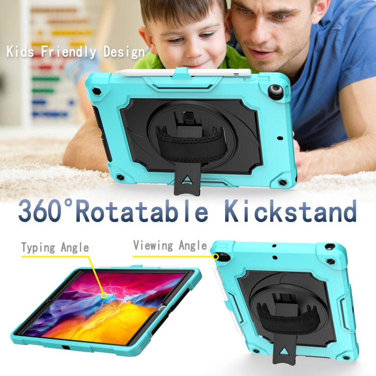 360 Degree Rotation Turntable Contrast Color Robot Shockproof Silicone + PC Protective Case with Holder For iPad 10.2 / 10.2 (2020) / Pro 10.5