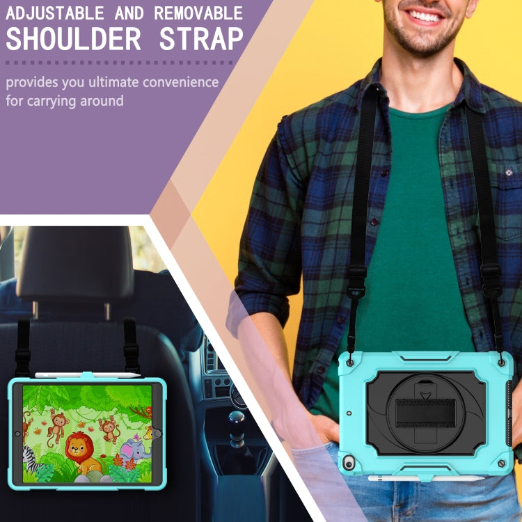 360 Degree Rotation Turntable Contrast Color Robot Shockproof Silicone + PC Protective Case with Holder For iPad 10.2 / 10.2 (2020) / Pro 10.5