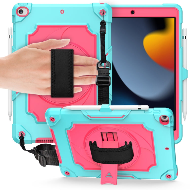 360 Degree Rotation Turntable Contrast Color Robot Shockproof Silicone + PC Protective Case with Holder For iPad 10.2 / 10.2 (2020) / Pro 10.5