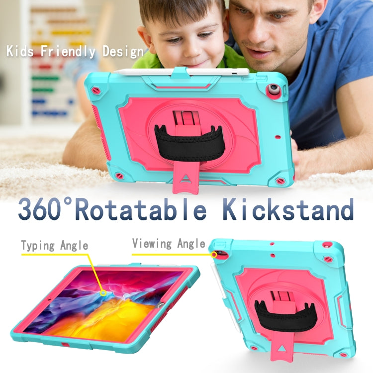 360 Degree Rotation Turntable Contrast Color Robot Shockproof Silicone + PC Protective Case with Holder For iPad 10.2 / 10.2 (2020) / Pro 10.5