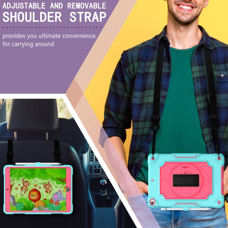 360 Degree Rotation Turntable Contrast Color Robot Shockproof Silicone + PC Protective Case with Holder For iPad 10.2 / 10.2 (2020) / Pro 10.5