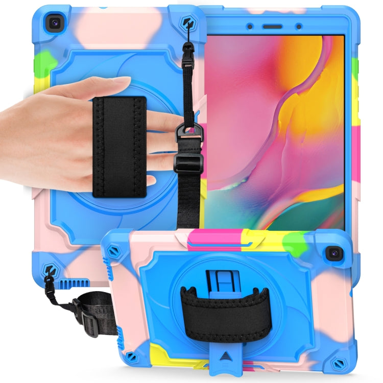 For Samsung Tab A 8.0 (2019)/T290 360 Degree Rotation Turntable Contrast Color Robot Shockproof Silicone + PC Protective Case with Holder