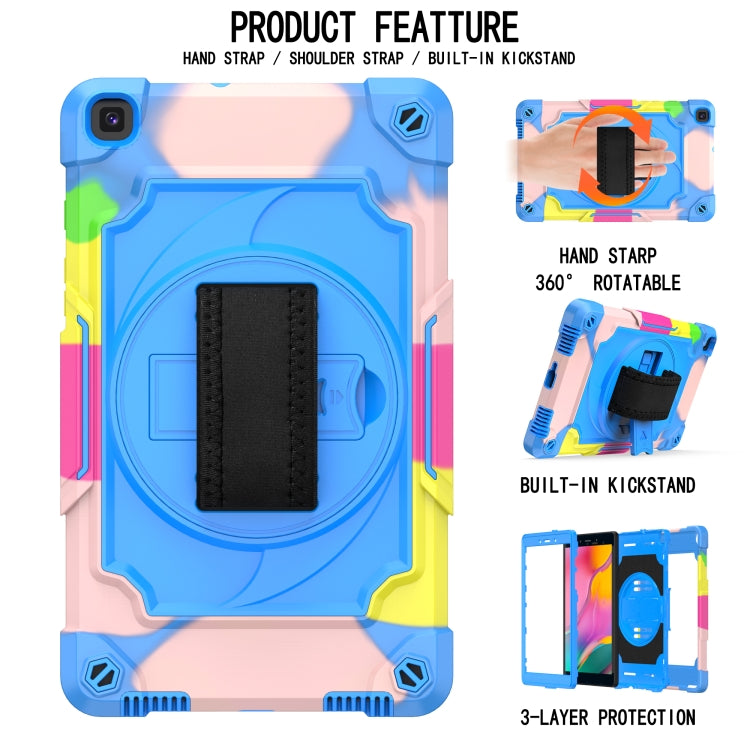 For Samsung Tab A 8.0 (2019)/T290 360 Degree Rotation Turntable Contrast Color Robot Shockproof Silicone + PC Protective Case with Holder