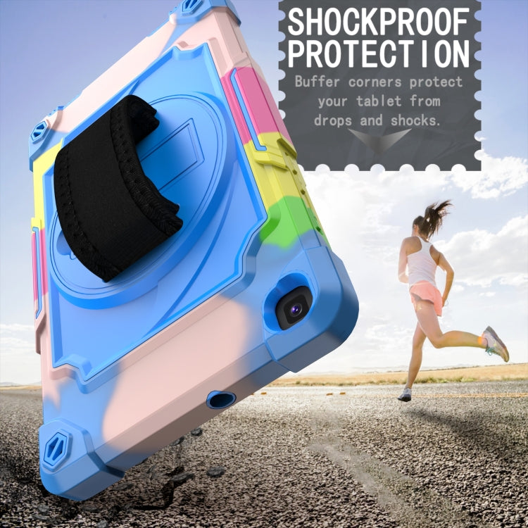For Samsung Tab A 8.0 (2019)/T290 360 Degree Rotation Turntable Contrast Color Robot Shockproof Silicone + PC Protective Case with Holder