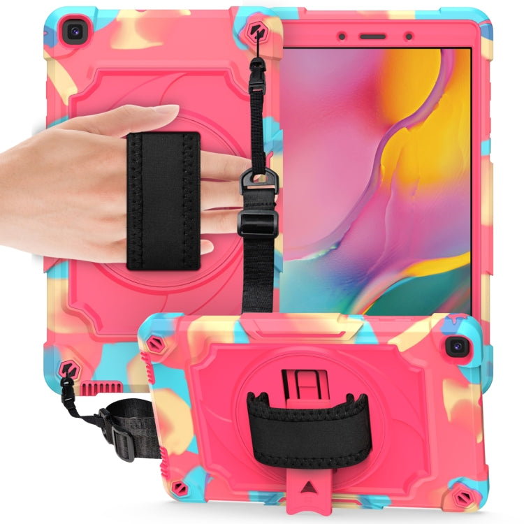 For Samsung Tab A 8.0 (2019)/T290 360 Degree Rotation Turntable Contrast Color Robot Shockproof Silicone + PC Protective Case with Holder