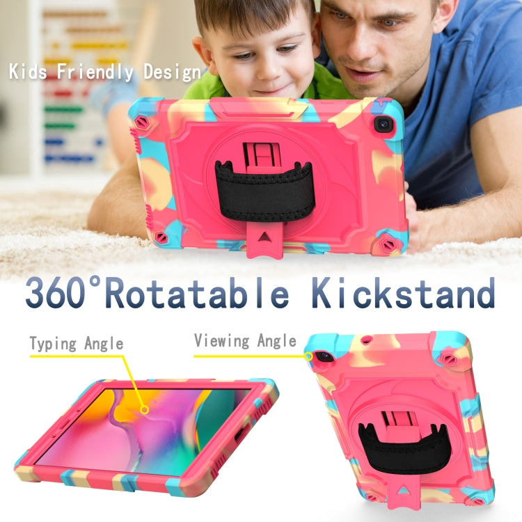 For Samsung Tab A 8.0 (2019)/T290 360 Degree Rotation Turntable Contrast Color Robot Shockproof Silicone + PC Protective Case with Holder