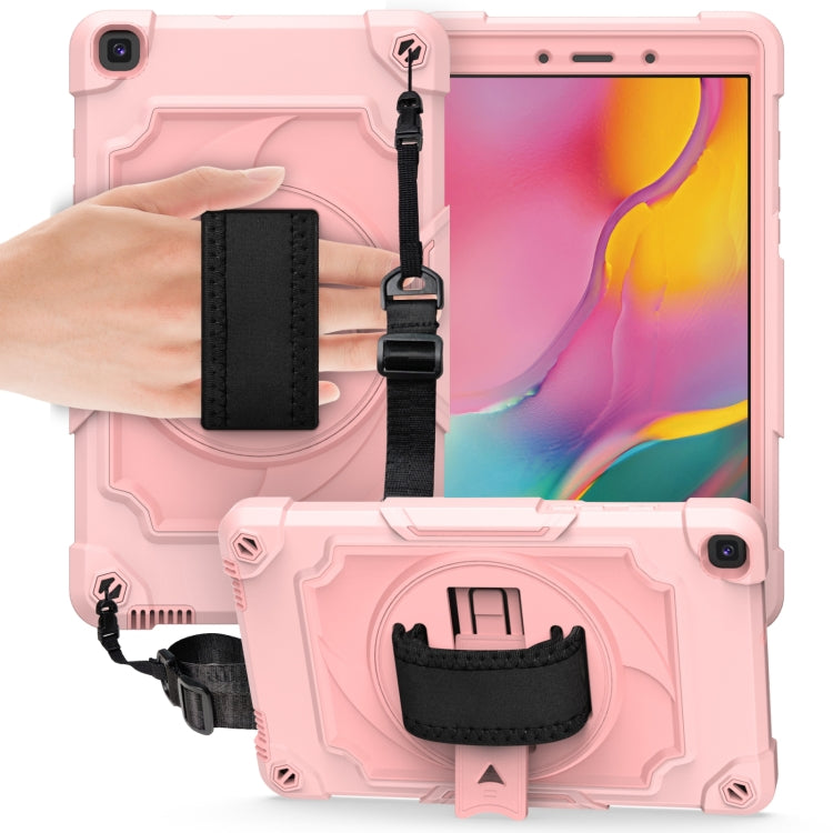 For Samsung Tab A 8.0 (2019)/T290 360 Degree Rotation Turntable Contrast Color Robot Shockproof Silicone + PC Protective Case with Holder