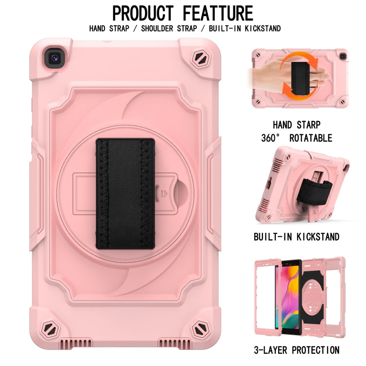 For Samsung Tab A 8.0 (2019)/T290 360 Degree Rotation Turntable Contrast Color Robot Shockproof Silicone + PC Protective Case with Holder