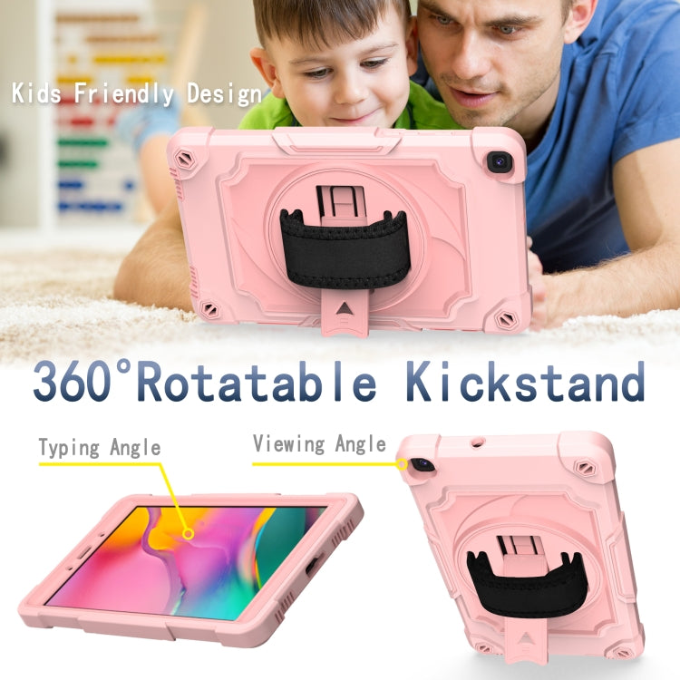 For Samsung Tab A 8.0 (2019)/T290 360 Degree Rotation Turntable Contrast Color Robot Shockproof Silicone + PC Protective Case with Holder