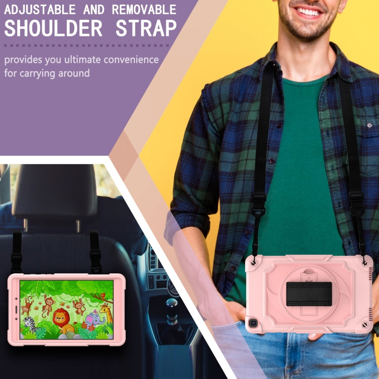 For Samsung Tab A 8.0 (2019)/T290 360 Degree Rotation Turntable Contrast Color Robot Shockproof Silicone + PC Protective Case with Holder