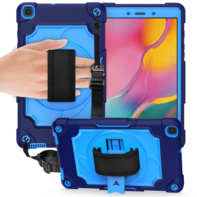 For Samsung Tab A 8.0 (2019)/T290 360 Degree Rotation Turntable Contrast Color Robot Shockproof Silicone + PC Protective Case with Holder