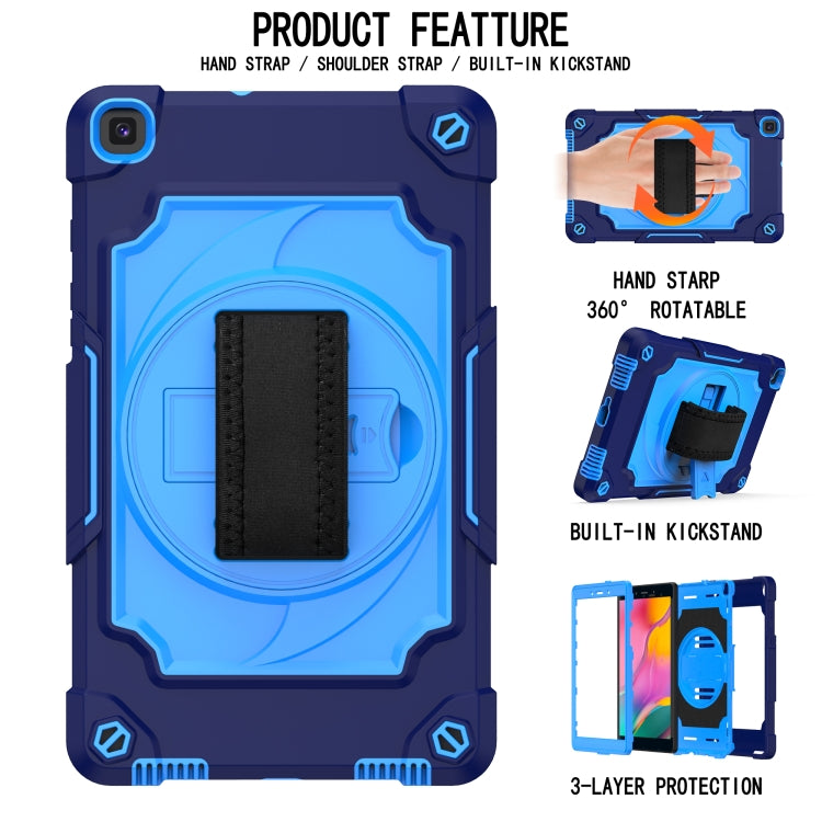 For Samsung Tab A 8.0 (2019)/T290 360 Degree Rotation Turntable Contrast Color Robot Shockproof Silicone + PC Protective Case with Holder
