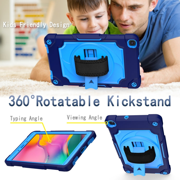 For Samsung Tab A 8.0 (2019)/T290 360 Degree Rotation Turntable Contrast Color Robot Shockproof Silicone + PC Protective Case with Holder