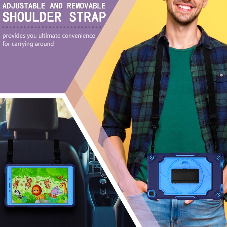 For Samsung Tab A 8.0 (2019)/T290 360 Degree Rotation Turntable Contrast Color Robot Shockproof Silicone + PC Protective Case with Holder