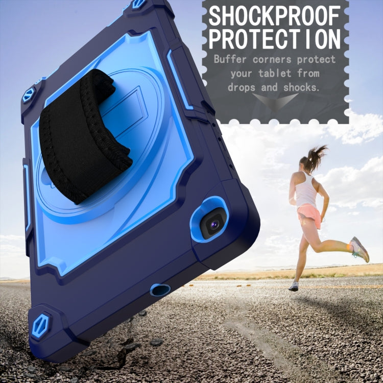 For Samsung Tab A 8.0 (2019)/T290 360 Degree Rotation Turntable Contrast Color Robot Shockproof Silicone + PC Protective Case with Holder