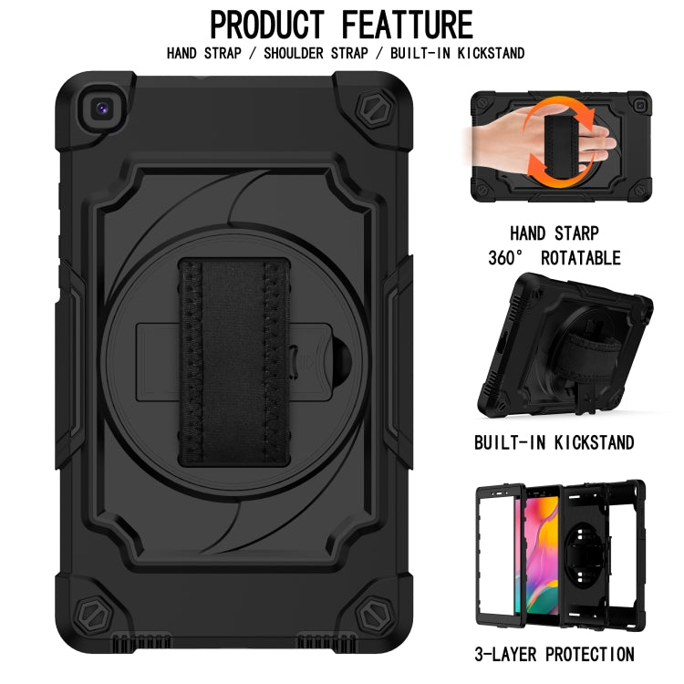 For Samsung Tab A 8.0 (2019)/T290 360 Degree Rotation Turntable Contrast Color Robot Shockproof Silicone + PC Protective Case with Holder