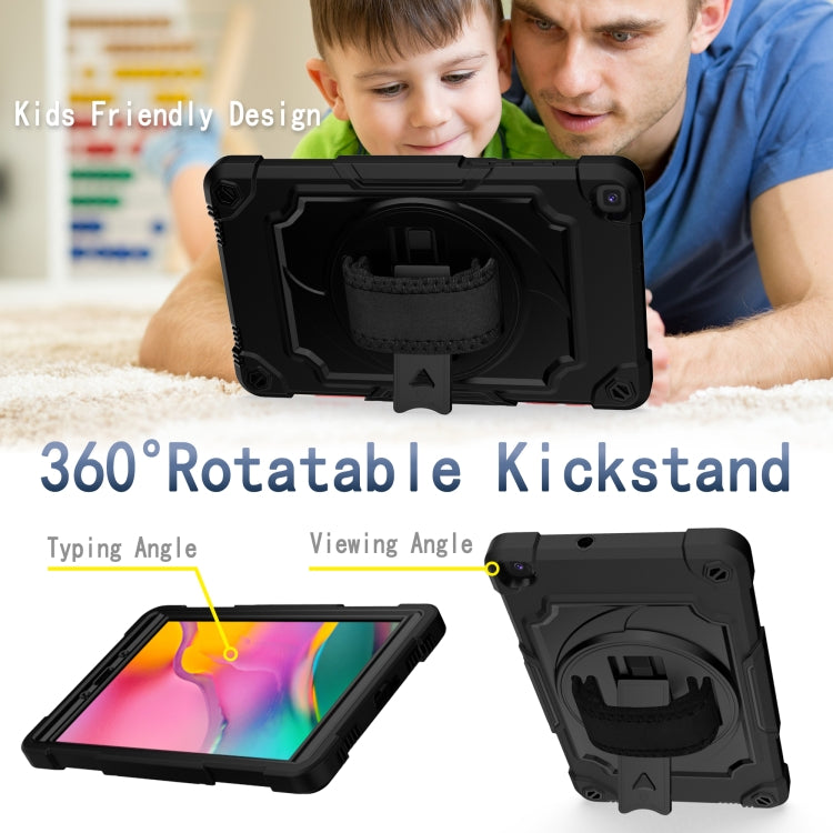 For Samsung Tab A 8.0 (2019)/T290 360 Degree Rotation Turntable Contrast Color Robot Shockproof Silicone + PC Protective Case with Holder