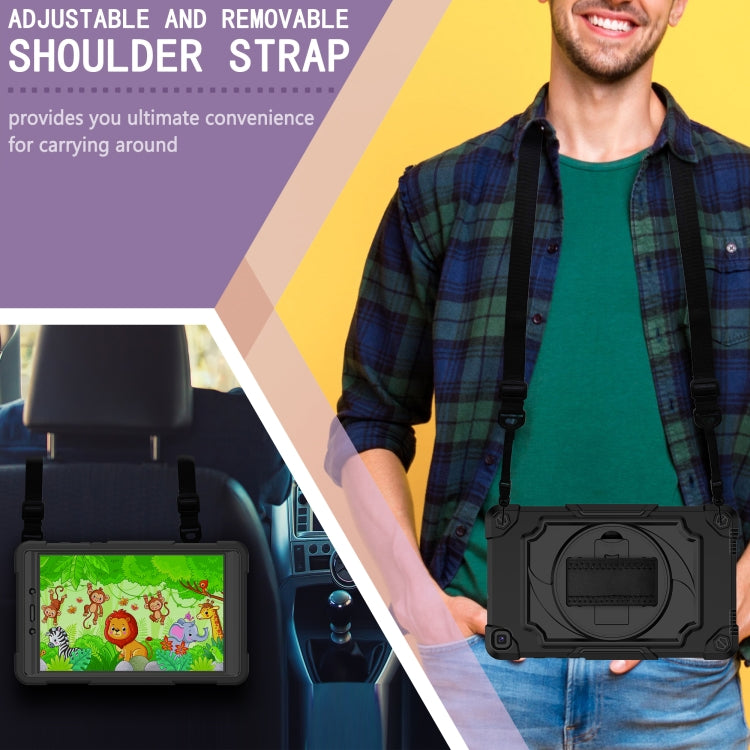 For Samsung Tab A 8.0 (2019)/T290 360 Degree Rotation Turntable Contrast Color Robot Shockproof Silicone + PC Protective Case with Holder