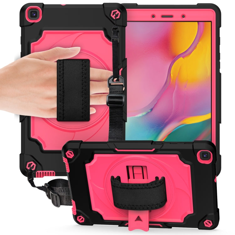 For Samsung Tab A 8.0 (2019)/T290 360 Degree Rotation Turntable Contrast Color Robot Shockproof Silicone + PC Protective Case with Holder
