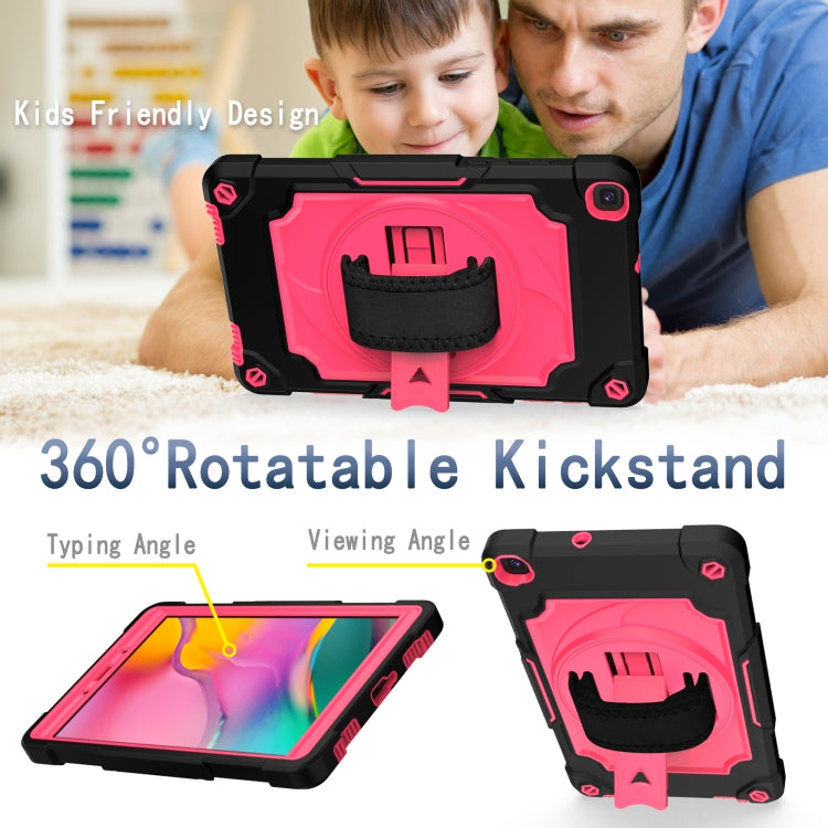 For Samsung Tab A 8.0 (2019)/T290 360 Degree Rotation Turntable Contrast Color Robot Shockproof Silicone + PC Protective Case with Holder