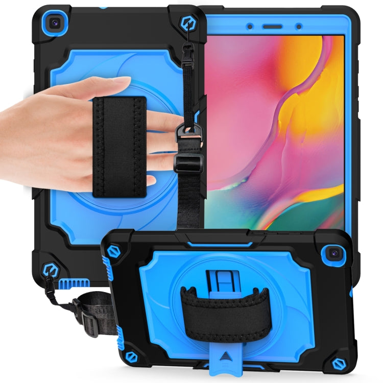 For Samsung Tab A 8.0 (2019)/T290 360 Degree Rotation Turntable Contrast Color Robot Shockproof Silicone + PC Protective Case with Holder