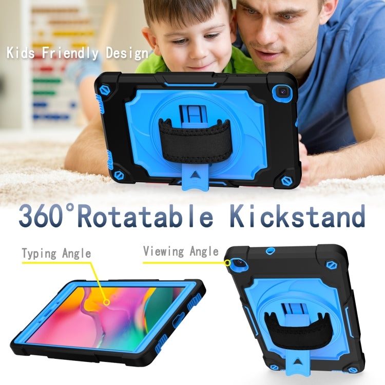 For Samsung Tab A 8.0 (2019)/T290 360 Degree Rotation Turntable Contrast Color Robot Shockproof Silicone + PC Protective Case with Holder