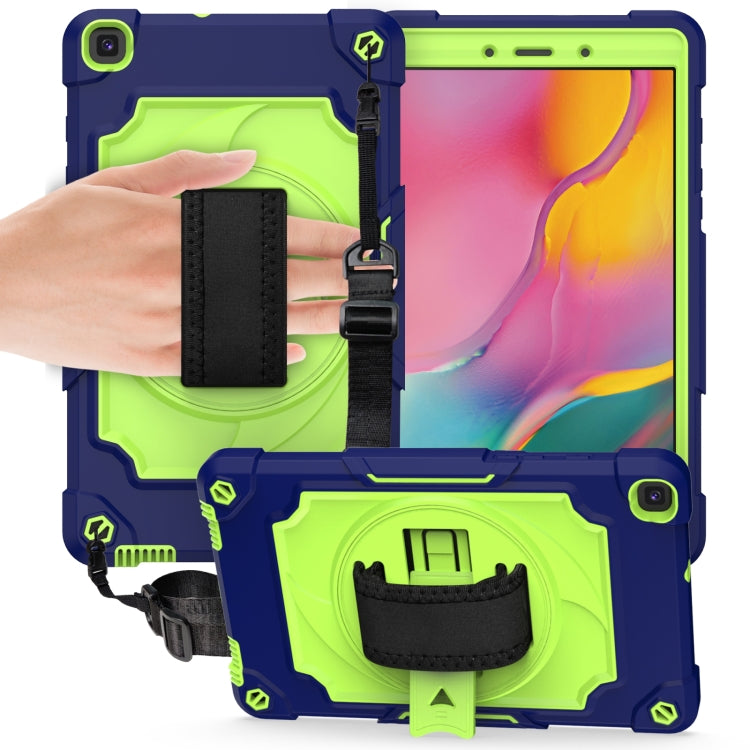 For Samsung Tab A 8.0 (2019)/T290 360 Degree Rotation Turntable Contrast Color Robot Shockproof Silicone + PC Protective Case with Holder
