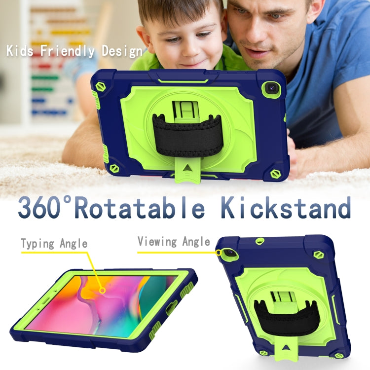 For Samsung Tab A 8.0 (2019)/T290 360 Degree Rotation Turntable Contrast Color Robot Shockproof Silicone + PC Protective Case with Holder