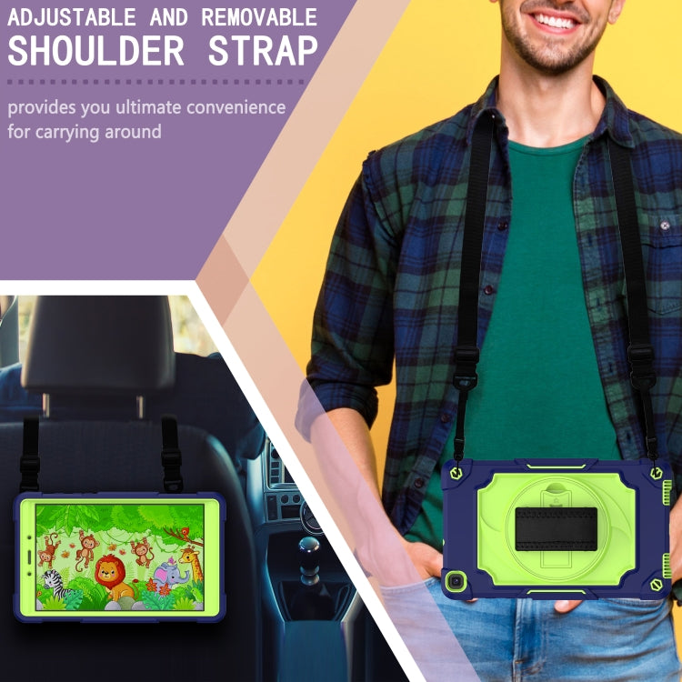 For Samsung Tab A 8.0 (2019)/T290 360 Degree Rotation Turntable Contrast Color Robot Shockproof Silicone + PC Protective Case with Holder