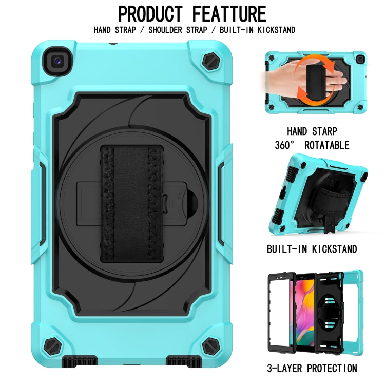 For Samsung Tab A 8.0 (2019)/T290 360 Degree Rotation Turntable Contrast Color Robot Shockproof Silicone + PC Protective Case with Holder