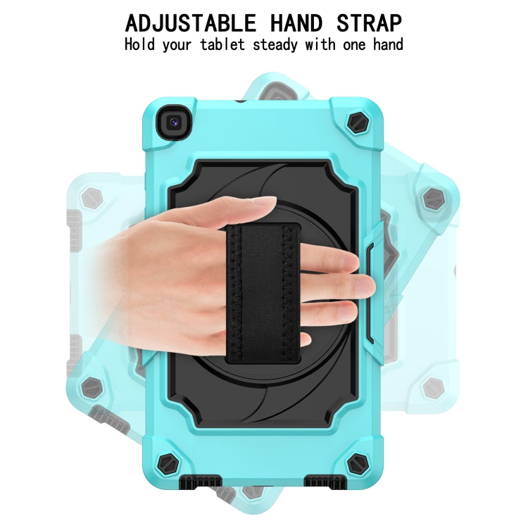 For Samsung Tab A 8.0 (2019)/T290 360 Degree Rotation Turntable Contrast Color Robot Shockproof Silicone + PC Protective Case with Holder