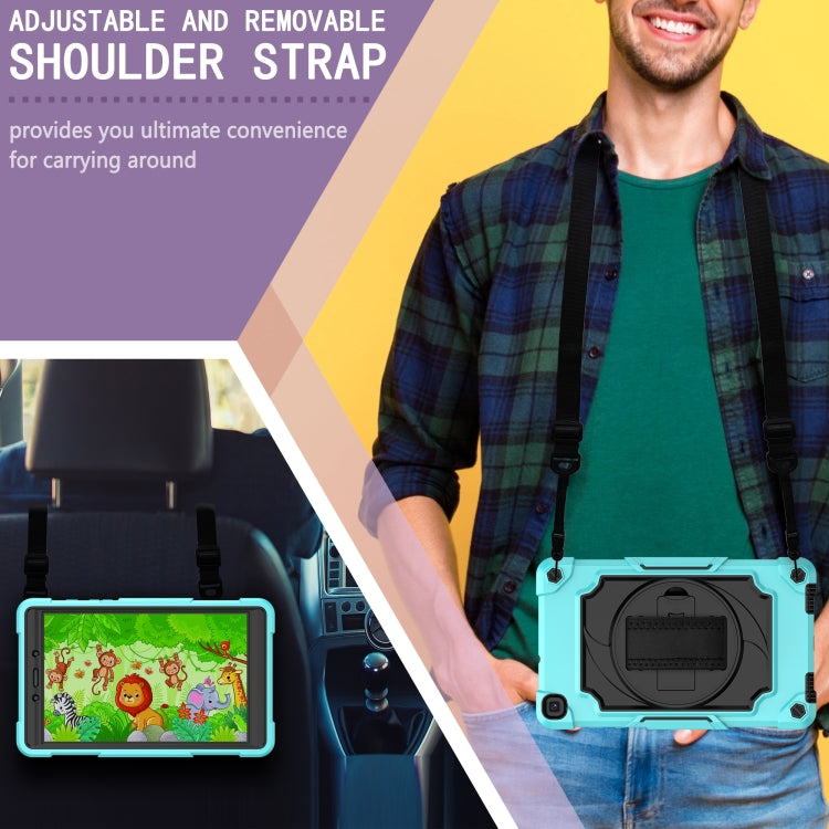 For Samsung Tab A 8.0 (2019)/T290 360 Degree Rotation Turntable Contrast Color Robot Shockproof Silicone + PC Protective Case with Holder