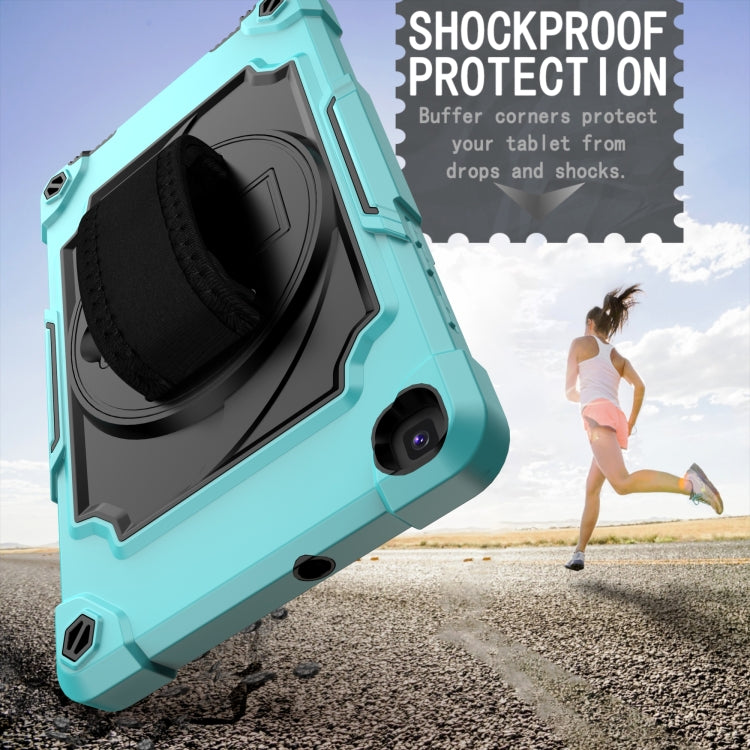 For Samsung Tab A 8.0 (2019)/T290 360 Degree Rotation Turntable Contrast Color Robot Shockproof Silicone + PC Protective Case with Holder
