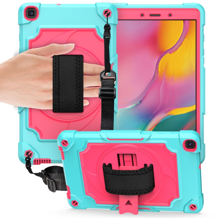 For Samsung Tab A 8.0 (2019)/T290 360 Degree Rotation Turntable Contrast Color Robot Shockproof Silicone + PC Protective Case with Holder