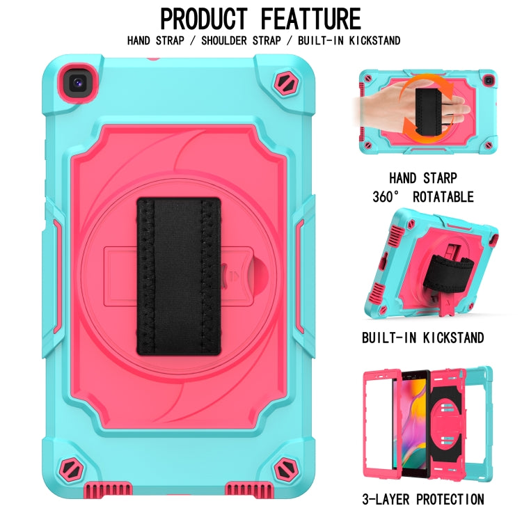 For Samsung Tab A 8.0 (2019)/T290 360 Degree Rotation Turntable Contrast Color Robot Shockproof Silicone + PC Protective Case with Holder