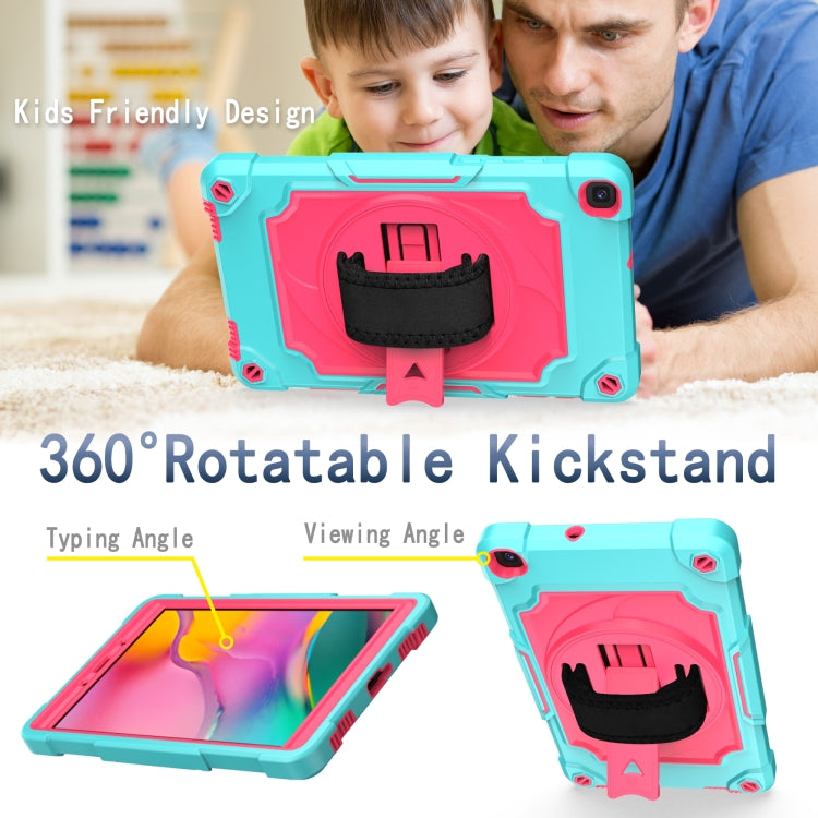 For Samsung Tab A 8.0 (2019)/T290 360 Degree Rotation Turntable Contrast Color Robot Shockproof Silicone + PC Protective Case with Holder