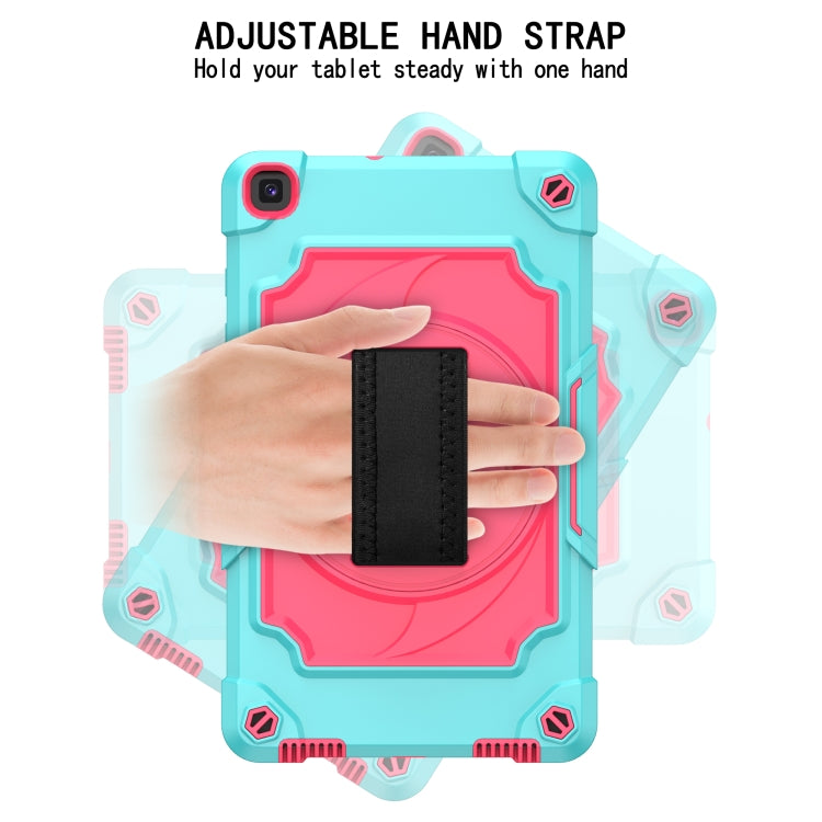For Samsung Tab A 8.0 (2019)/T290 360 Degree Rotation Turntable Contrast Color Robot Shockproof Silicone + PC Protective Case with Holder
