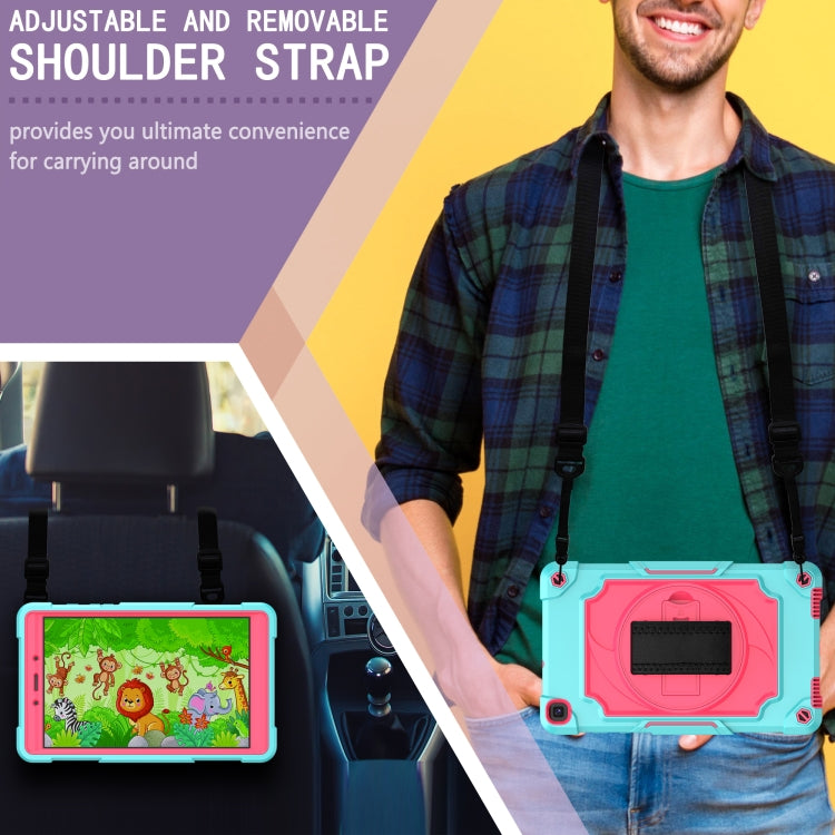 For Samsung Tab A 8.0 (2019)/T290 360 Degree Rotation Turntable Contrast Color Robot Shockproof Silicone + PC Protective Case with Holder