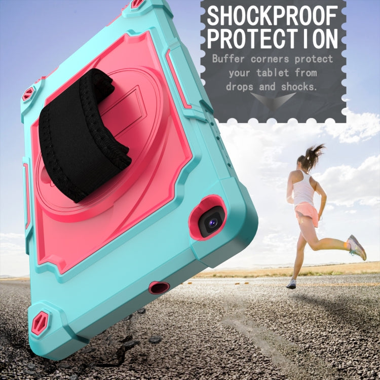 For Samsung Tab A 8.0 (2019)/T290 360 Degree Rotation Turntable Contrast Color Robot Shockproof Silicone + PC Protective Case with Holder