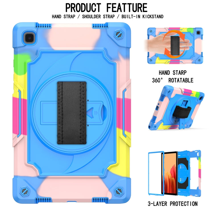 For Samsung Galaxy Tab A7 10.4 (2020)/T500 360 Degree Rotation Turntable Contrast Color Robot Shockproof Silicone + PC Protective Case with Holder