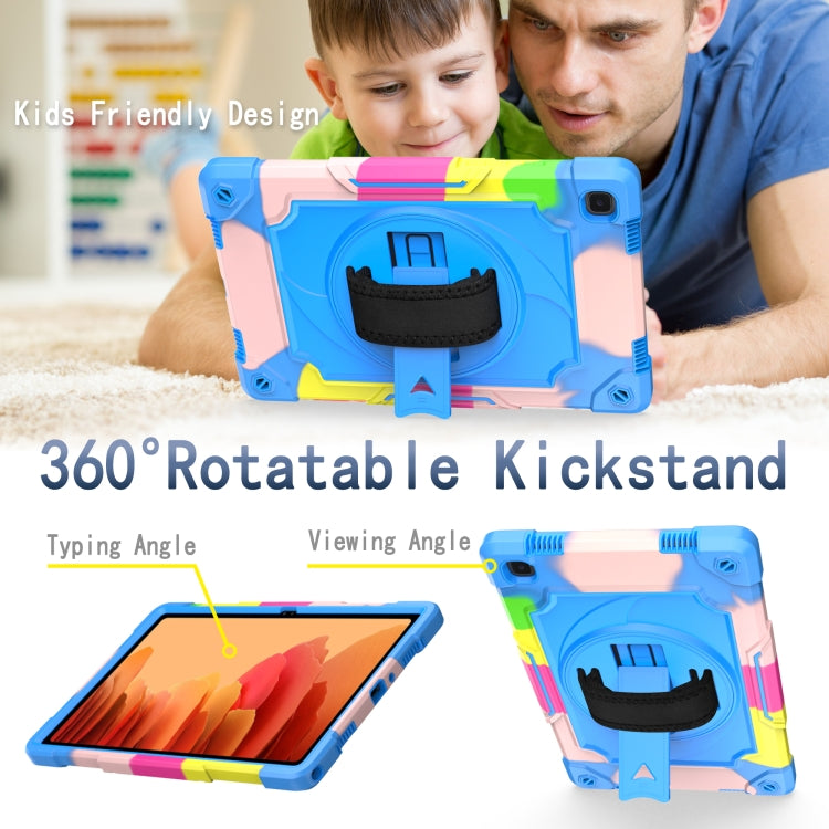 For Samsung Galaxy Tab A7 10.4 (2020)/T500 360 Degree Rotation Turntable Contrast Color Robot Shockproof Silicone + PC Protective Case with Holder