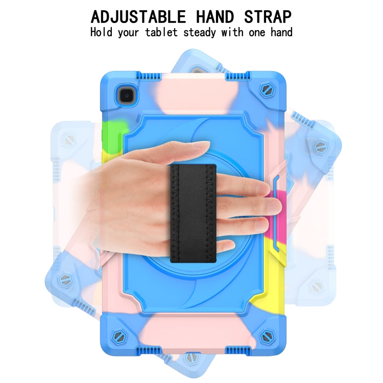 For Samsung Galaxy Tab A7 10.4 (2020)/T500 360 Degree Rotation Turntable Contrast Color Robot Shockproof Silicone + PC Protective Case with Holder