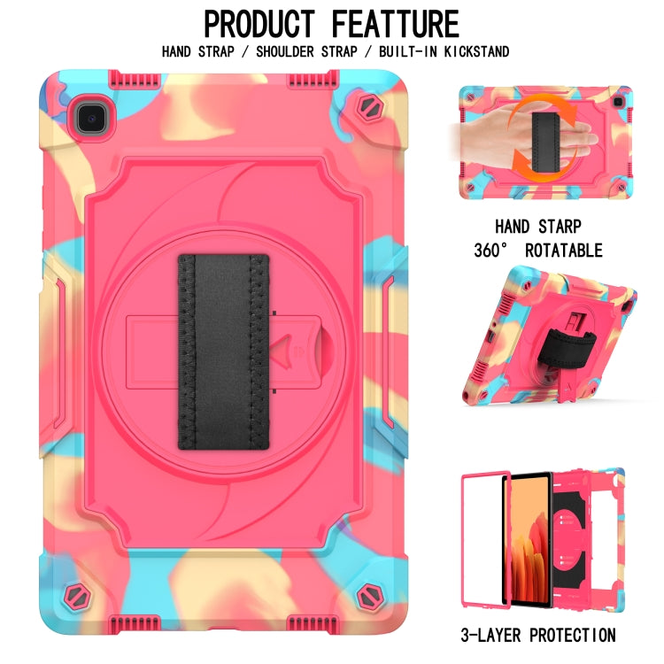 For Samsung Galaxy Tab A7 10.4 (2020)/T500 360 Degree Rotation Turntable Contrast Color Robot Shockproof Silicone + PC Protective Case with Holder