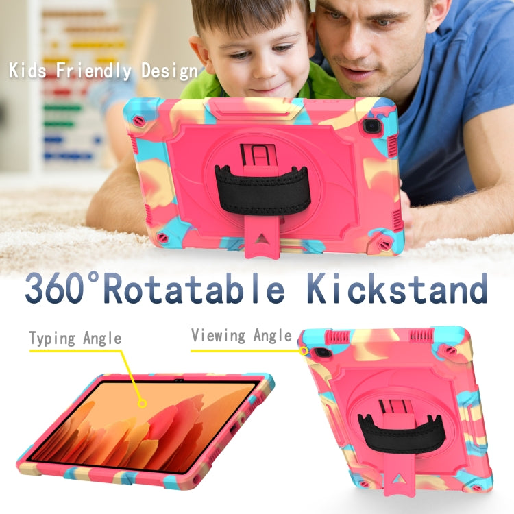 For Samsung Galaxy Tab A7 10.4 (2020)/T500 360 Degree Rotation Turntable Contrast Color Robot Shockproof Silicone + PC Protective Case with Holder