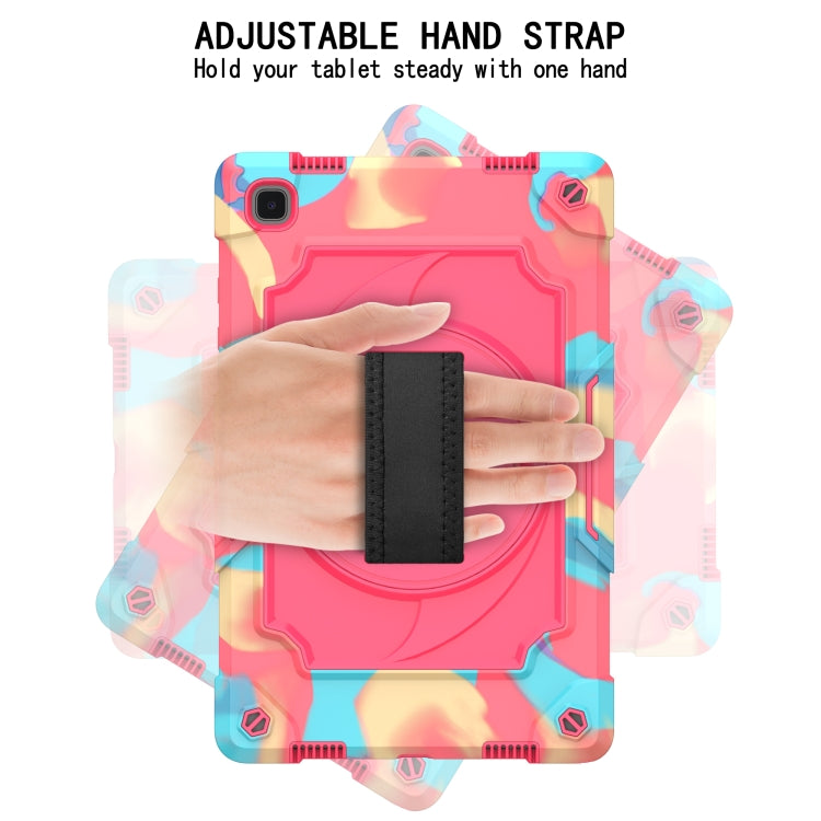 For Samsung Galaxy Tab A7 10.4 (2020)/T500 360 Degree Rotation Turntable Contrast Color Robot Shockproof Silicone + PC Protective Case with Holder
