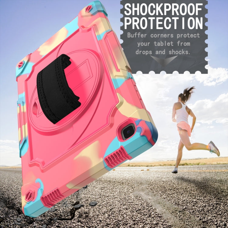 For Samsung Galaxy Tab A7 10.4 (2020)/T500 360 Degree Rotation Turntable Contrast Color Robot Shockproof Silicone + PC Protective Case with Holder