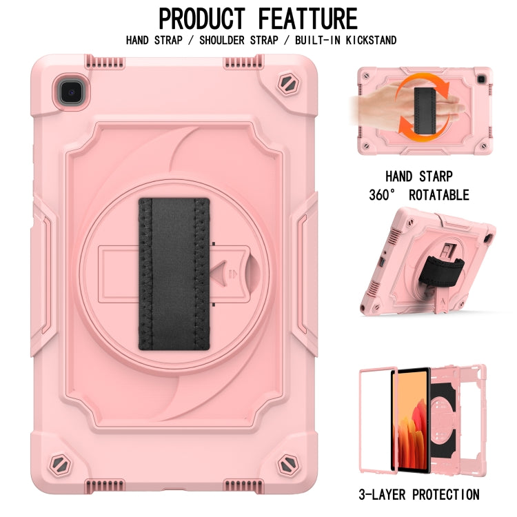 For Samsung Galaxy Tab A7 10.4 (2020)/T500 360 Degree Rotation Turntable Contrast Color Robot Shockproof Silicone + PC Protective Case with Holder