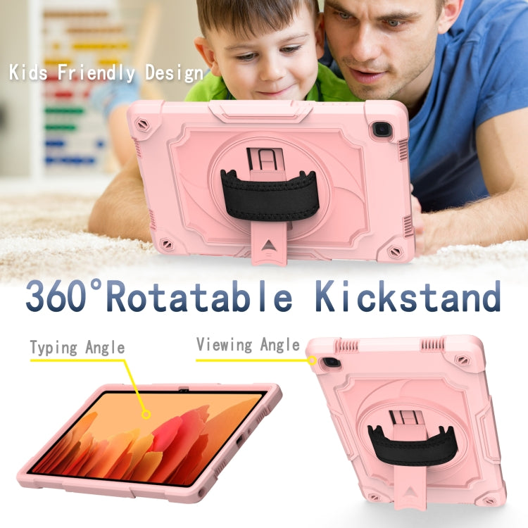 For Samsung Galaxy Tab A7 10.4 (2020)/T500 360 Degree Rotation Turntable Contrast Color Robot Shockproof Silicone + PC Protective Case with Holder